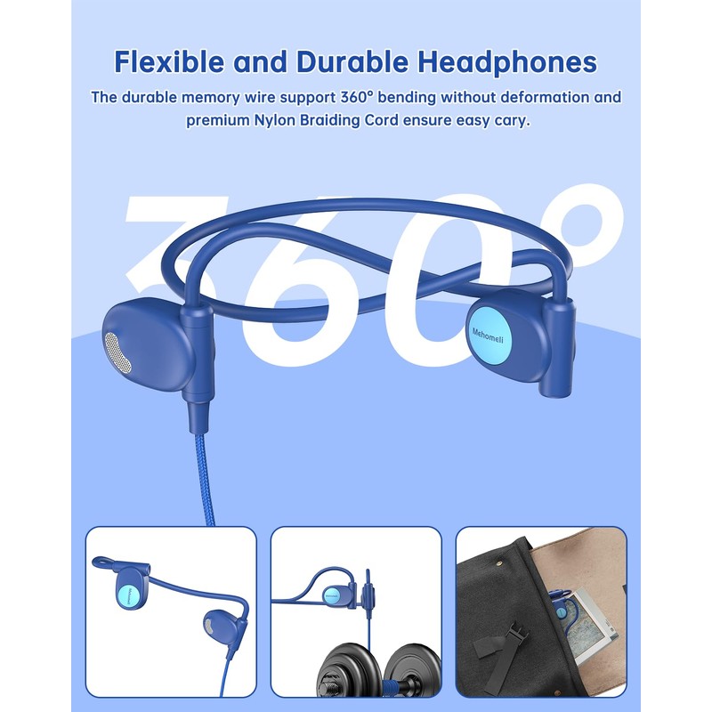Mehomeli Kids Headphones, Wired Air Conduction Open Ear Headphones, 85dB