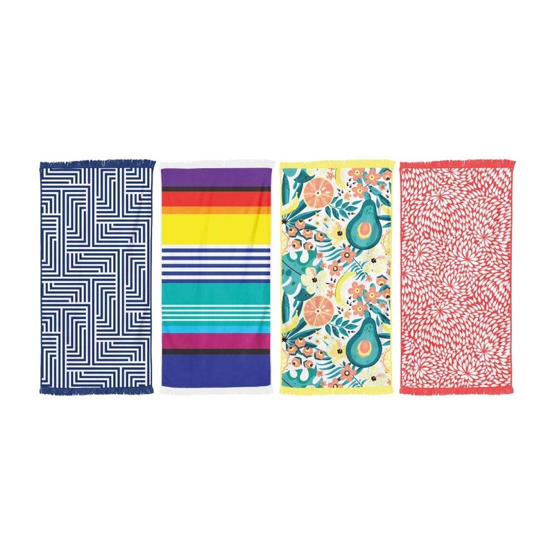Rectangular Towel with Tassle Blue Beach Bath Summer Holiday Beach