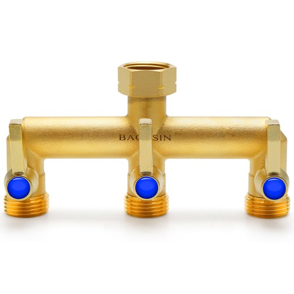 BACASIN Brass Garden Hose Splitter, 3 Way Hose Splitter, Outdoor