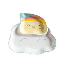 TENGJU Dining Plate Rainbow Ceramic Tableware Hand Painted Underglaze Color Dish Grid Plate Breakfast Fruit Snack Plate Dinner Plate