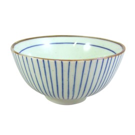 Japanese Striped Dish Set - Oriental 4 Piece Striped Dish Set with Cup, Bowl, Spoon, and Chopstick Rest