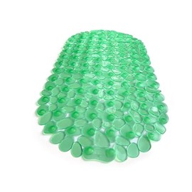 TIKE SMART “Pebbles” Non-Slip Bathtub & Shower Mat 27”x14” Oval - Non-Toxic - Safe, Clean, Machine-Washable, Superior Grip & Drainage, Vinyl, for Smooth Floors ONLY, Transparent Light Green