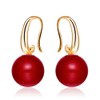 Merdia Charming Earrings Drop Simulated Pearl Hook 12MM Red Earrings