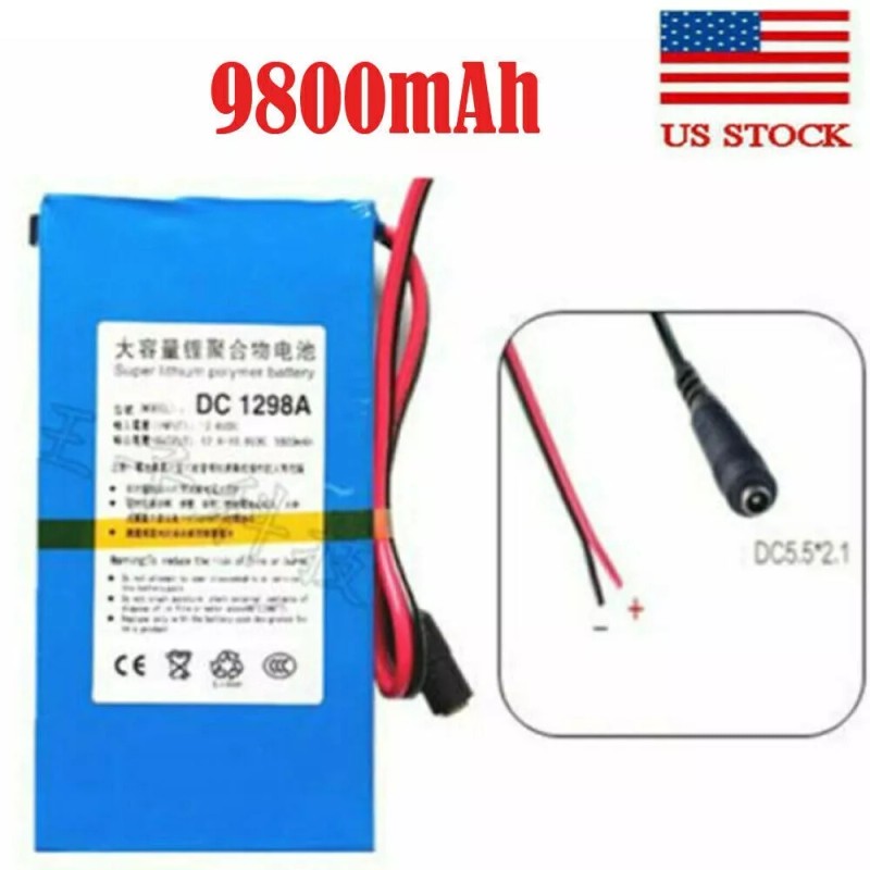 Battery DC 12V Rechargeable Portable Li-ion Battery Pack 9800mAh DC1298A
