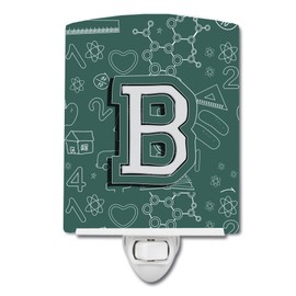 Caroline's Treasures CJ2010-BCNL Letter B Back to School Initial Ceramic Night Light Compact, UL-Certified, Ideal for Bedroom, Bathroom, Nursery, Hallway, Kitchen, 6x4x3, Multicolor