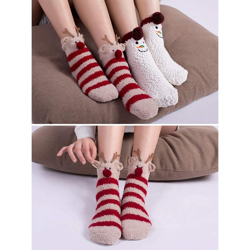 Fascigirl Christmas Socks Women's Cuddly Socks Fluffy Socks Christmas Socks