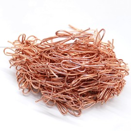 FQTANJU 100 Pcs Rose Gold Stretch Loops with Pre-Tied Bows from Elastic Ribbon - 6 Inches Elastic Metallic String Gift Bows for Gifts Boxes,Tags, Craft & Easy Wrapping