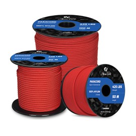 Abma Cord Paracord 3 mm 50 m 100% Nylon Rope Paracord 425 Type II Cord with 3 Cores for Crafts, Camping, Survival - Max. 192 kg (425 lbs) - Red
