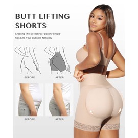 FeelinGirl Plus Size Tummy Control Shapewear Shorts Body Shaper for Women Butt Lifter Waist Trainer Shapewear Shorts Beige