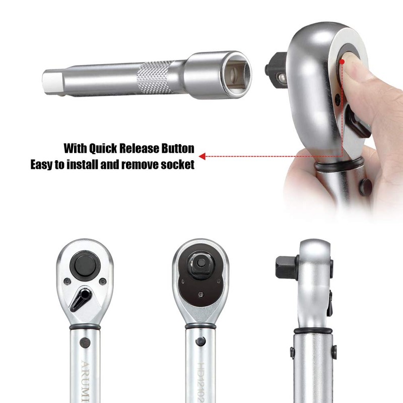 ARUCMIN 1/2-Inch Drive Click Torque Wrench (10-150 ft.-lb./13.6-203.3 Nm) Dual-Direction