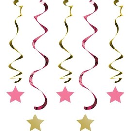 Creative Converting One Little Star Girl-Dizzy Danglers, Multi Sizes, Pink & Gold