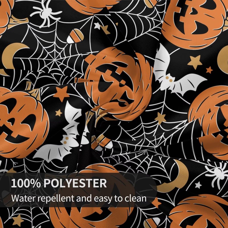 Sunshineyan Halloween Tablecloth 70 Inch Round, Black Pumpkins Spider Web