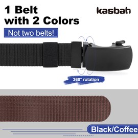 KASBAH Men's Reversible Belt Ratchet Nylon Belt for Men Casual Web Golf Belt for Jeans Pants Work