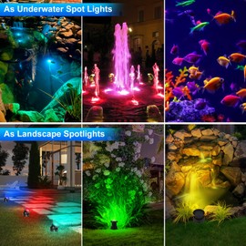 T-SUNUS Pond Lighting Underwater RGB Pool Lighting Underwater with App Bluetooth IP68 Waterproof LED Underwater Headlight Pond Lighting for Garden Patio Tree