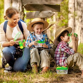 2Sets Bug Kids Catcher - Sturdy Kids Catching Kit of Bug Gifts with Binoculars Butterfly Net Bug Collector Insect Catcher Tweezer, Kids Bug Habitat Outdoor Explorer Kit for Kids 3 4 5 6 7 8, 10Pcs