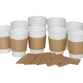 We Can Source It - 100 x Paper Coffee Cup Sleeve Brown Small (8oz) Board Sleeves/Hot Cup Jackets/Coffee Clutches