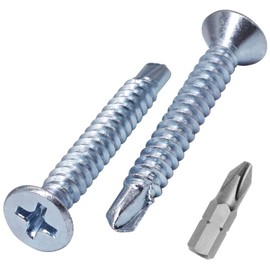 SKIR'CO (250 pcs) DIN 7504 P Zinc Plated Steel 4.2 x 32 mm Self-Drilling Screws For Metal, Sheet Metal Screw, Countersunk Head