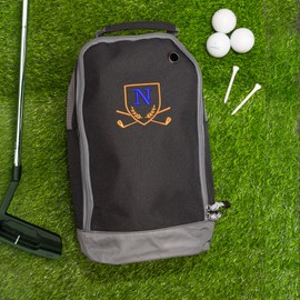 Always Looking Good Golf Shoe Bag with Monogrammed Embroidery Initial Letter Custom Embroidered Golf Boot Bag - Golf Gifts for Men (Black, N)