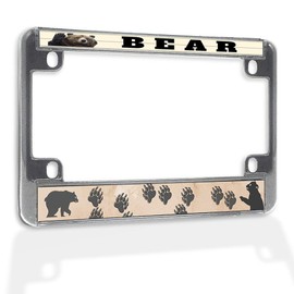 Fastasticdeals Metal Insert Bike License Plate Frame Teddy Bear Weatherproof Motorcycle Accessories Chrome 4 Holes Solid Insert