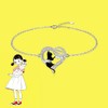 Black Cat Anklet Heart Cat Ankle Bracelets for Women 925