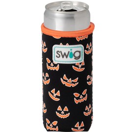 Swig Life Skinny Can Coolie, 12oz Slim Can Holder, Neoprene Insulated Cooler with Pocket, Covers for Tall Beer Bottles, Beach Accessories for Women (Jeepers Creepers)