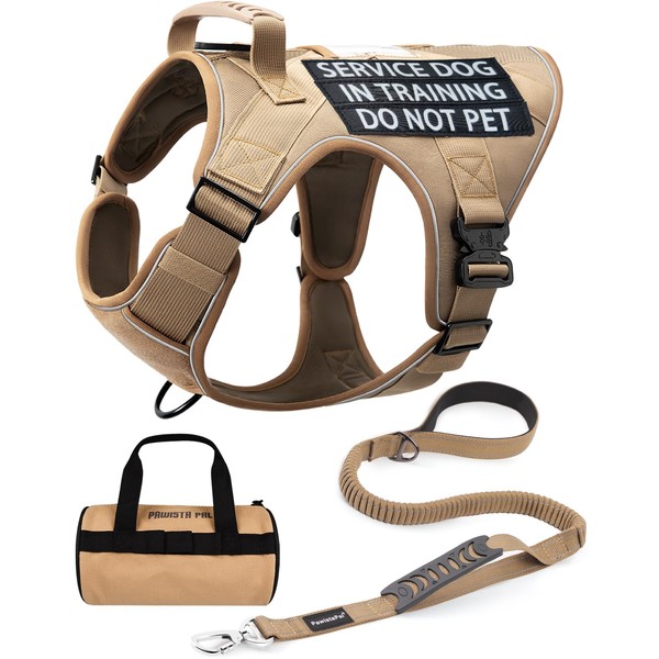 Reflective Service Dog in Training Vest Harness Leash Set for