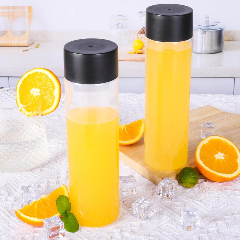 zmybcpack 12 Pack 400ml Plastic Juice Bottles with Black Lids