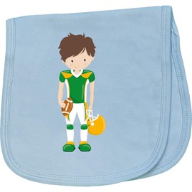 inktastic Rugby, Football, Brown Hair, Cute Boy Baby Burp Cloth Light Blue 45fe2