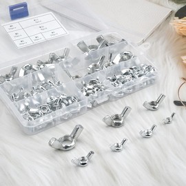 100 Pieces Wing Nuts Assortment Kit, Butterfly Wing Nut,Stainless Steel Butterfly Nuts,M3/M4/M5/M6/M8/M10/M12, Hand Twist Fasteners for Electronic Devices, Automotive and Mechanical Hardware
