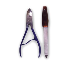 4.25" Toe Nail Clippers Cutters set for thick ingrown nails + 5" Nail File hard nails Heavy Duty Nail Nippers Scissor for Fingernails Pedicure Paronychia (Blue & Silver)