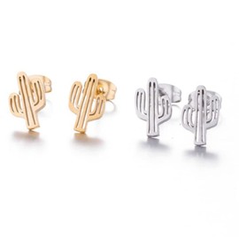 2 Pairs Cactus Stud Earrings for Women Stainless Steel Mens Tiny Stud Earrings Gold Silver Cactus Stud Earrings Set