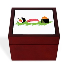 CafePress Maki Nigiri Ikura Sushi Memory Keepsake Jewelry Box, 5"x5"x3.75"
