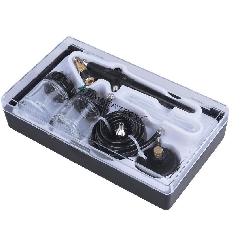 TIMBERTECH – ABPST02 – Airbrush-Set mit Kunststoffkoffer, Schlauch und Adaptern