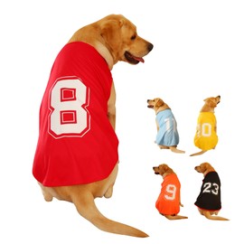 Dog Shirt Number Printed Summer Basic Vest Puppy Breathable T-Shirt Pet Sleeveless Tank Top Clothes for Large Medium Small Dogs (Medium, Red)