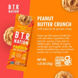 B.T.R Nation Vegan Keto Plant Based High Protein & HIgh Fiber Bars - Peanut Butter Crunch Protein+ | 12 Bars | Low Carb & GF, Free of Sugar Alcohols, Dairy, Soy, with Powerful Superfoods!