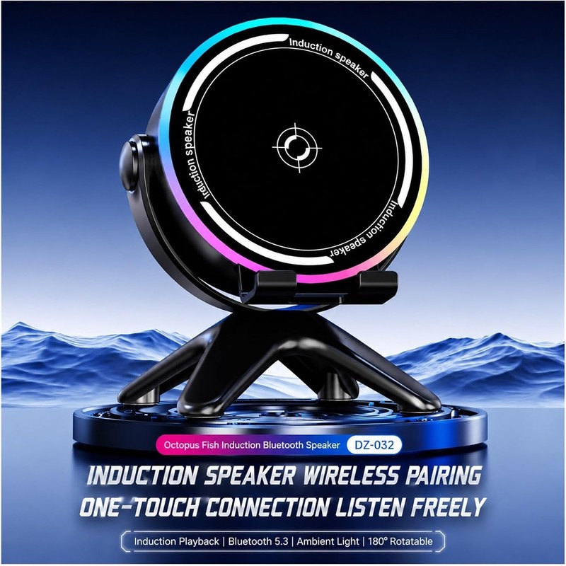 5in1 Induction Bluetooth Speaker 360° Rotating Phone Stand