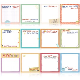 Kisston 12 Pcs Funny Sticky Notes with Fun Messages 3 x 3 Inch Funny Work Notepads for Coworkers Self Stick Mini Notepads Small to Do List for Adults Office Supplies Set, 50 Sheet Each (Cute Style)