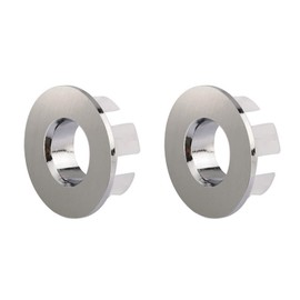 Homevacious Brushed Nickel Sink Basin Trim Overflow Cover Brass Insert in Hole Round Caps Pack of 2