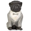 Moritz Decorative Figure Pug Dog in Grey Suit with Bow