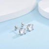 Silver Stud Earrings for Women Girls, Sterling Silver Cubic Zirconia