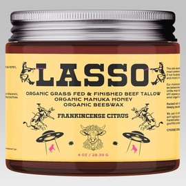 LASSO Organic Beef Tallow, Manuka Honey & Beeswax Balm 4oz Natural Face & Body Moisturizer Skin Care Frankincense, Lavender, Unscented, Hydrating:_Frankincense 