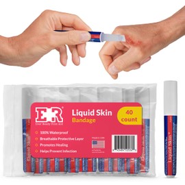 Liquid Bandage for Skin – Waterproof Skin Glue for Wound Closure, Flexible Liquid Bandaid with Non-Sting Formula – Long-Lasting Liquid Bandage – 40 Count
