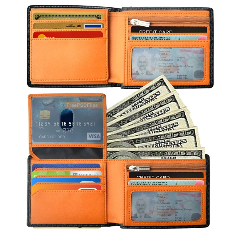 BIAL Mens Wallet, RFID Blocking, Flip, Slim Bifold, 2 ID