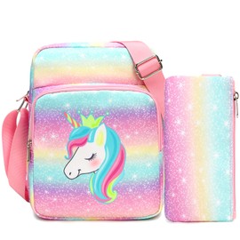Octsky Girls Crossbody Purses for Kids 2 PCS Cross Body Bag Messenger Bag Girls Samll Shoulder Bag (B-unicorn)