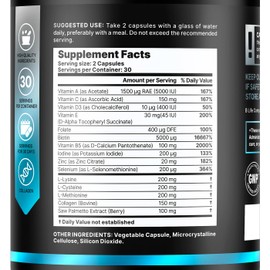 Hair Vitamins for Hair Loss for Men – 60 Capsules – 30-Day Supply | Hair Growth Products with Biotin, Collagen, Zinc, Selenium & Vitamins A, C, E, B5, D3 | Hair Skin and Nails Vitamins 2 Pack