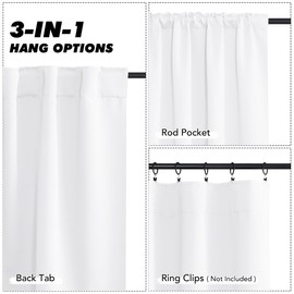 KGORGE Small Window Curtains Blackout, Privacy Thermal Insulating Energy Saving Cabinet Tier Curtains for Kids Bedroom Kitchen Office Camper RV Cars, W34 x L45 inches, White, 2 Panels