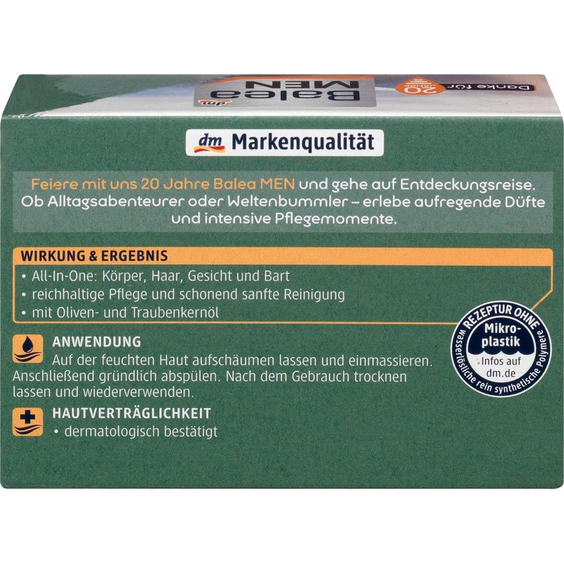 Balea Men Free Hiker, all-in-one solid shower gel for body,
