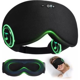 LC-dolida LC-돌리다 대나무 코튼 가중 블루투스 수면 마스크 5.4 헤드폰이 장착된 3D 여성 남성용 토탈 블랙아웃 [Ash Blue] LC-Dolida Bamboo Cotton Weighted Bluetooth Sleep Mask with 5.4 Headphones - 3D Total Blackout for Women and Men [Ash Blue]