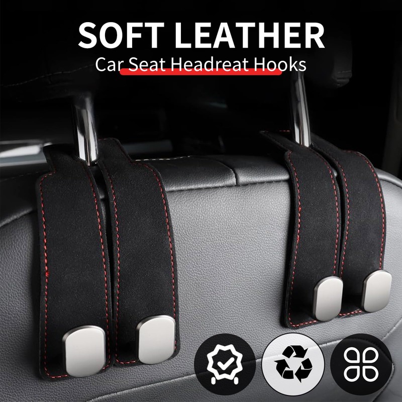 WEILONGB 2PCS Car Seat Back Double Hook,Leather Car Seat Back