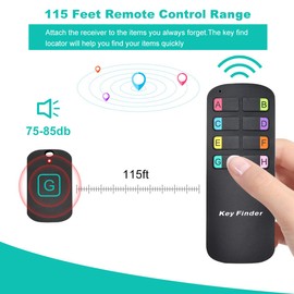 Key Finder Locator,Wireless RF Item Locator with Letters Key Tracker with 85DB Loud Beeping Sound and 115 Feet Remote Control 8 Receivers Anti-Lost Tags and Keychains